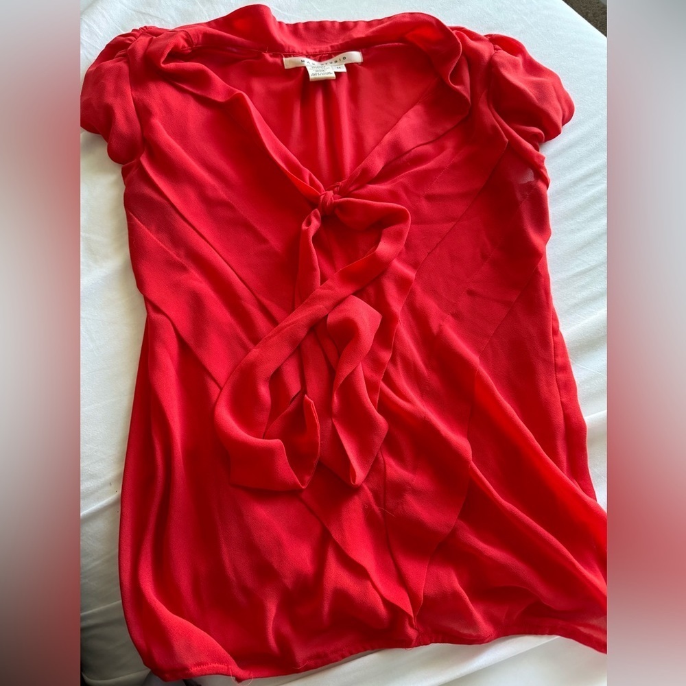 Max Studio red tie front shirt top‎ medium